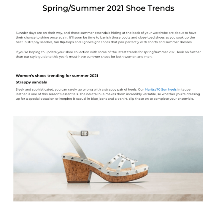 Spring/summer 2021 shoe trends article for Clarks by copywriter Surena Chande