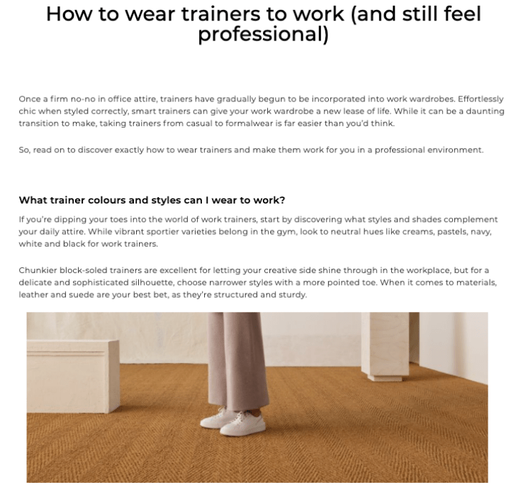 How to wear trainers to work article for Clarks by copywriter Surena Chande