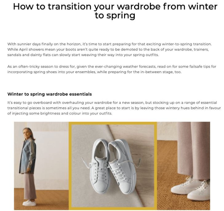 How to transition your wardrobe from winter to spring article for Clarks by copywriter Surena Chande