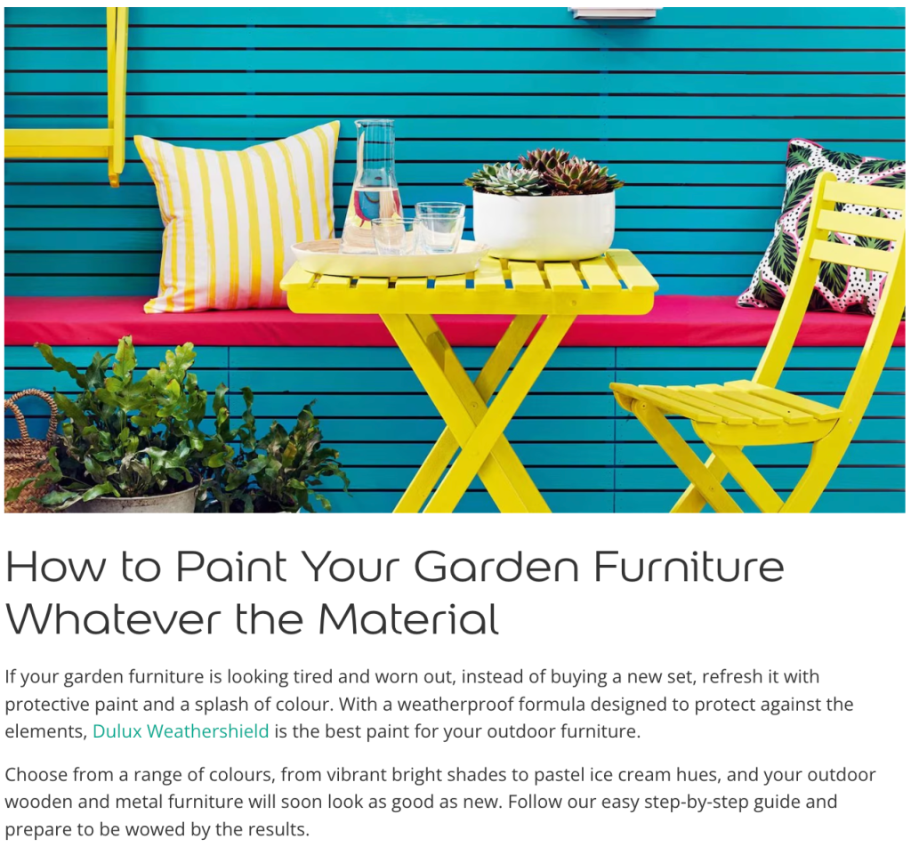 How to paint your garden furniture whatever the material article for Dulux by Surena Chande