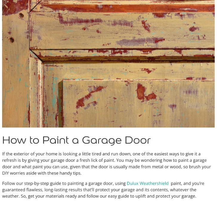 How to paint a garage door article for Dulux by Surena Chande